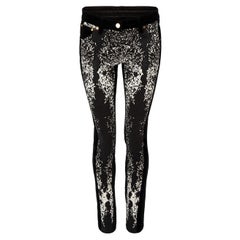 Roberto Cavalli - Pantaloni in velluto a coste nero con stampa di mucca - taglia M.