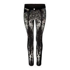 Roberto Cavalli Black Corduroy Cow Print Trousers Size M