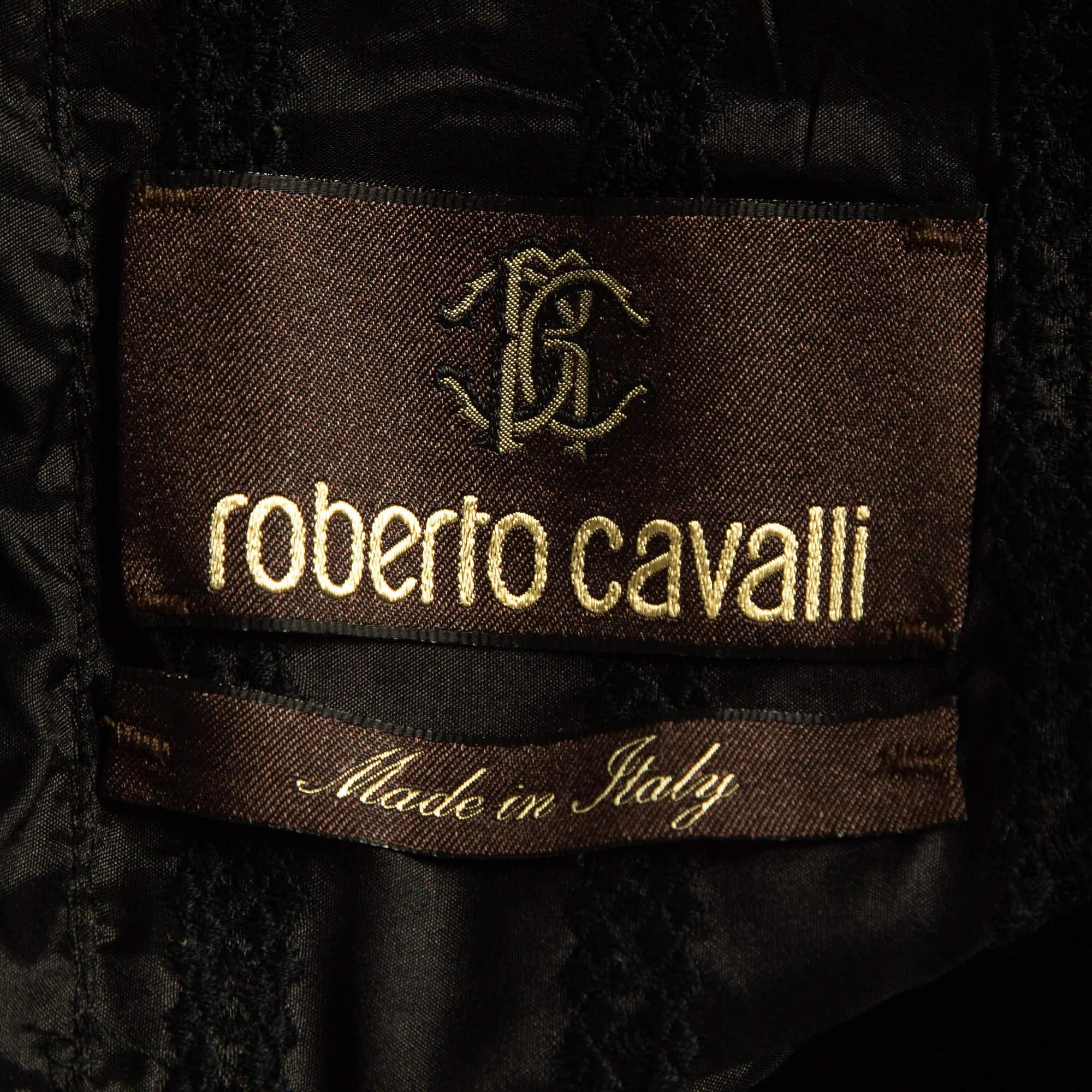 Women's Roberto Cavalli Black Cotton Broderie Anglaise and Silk Jacket M For Sale