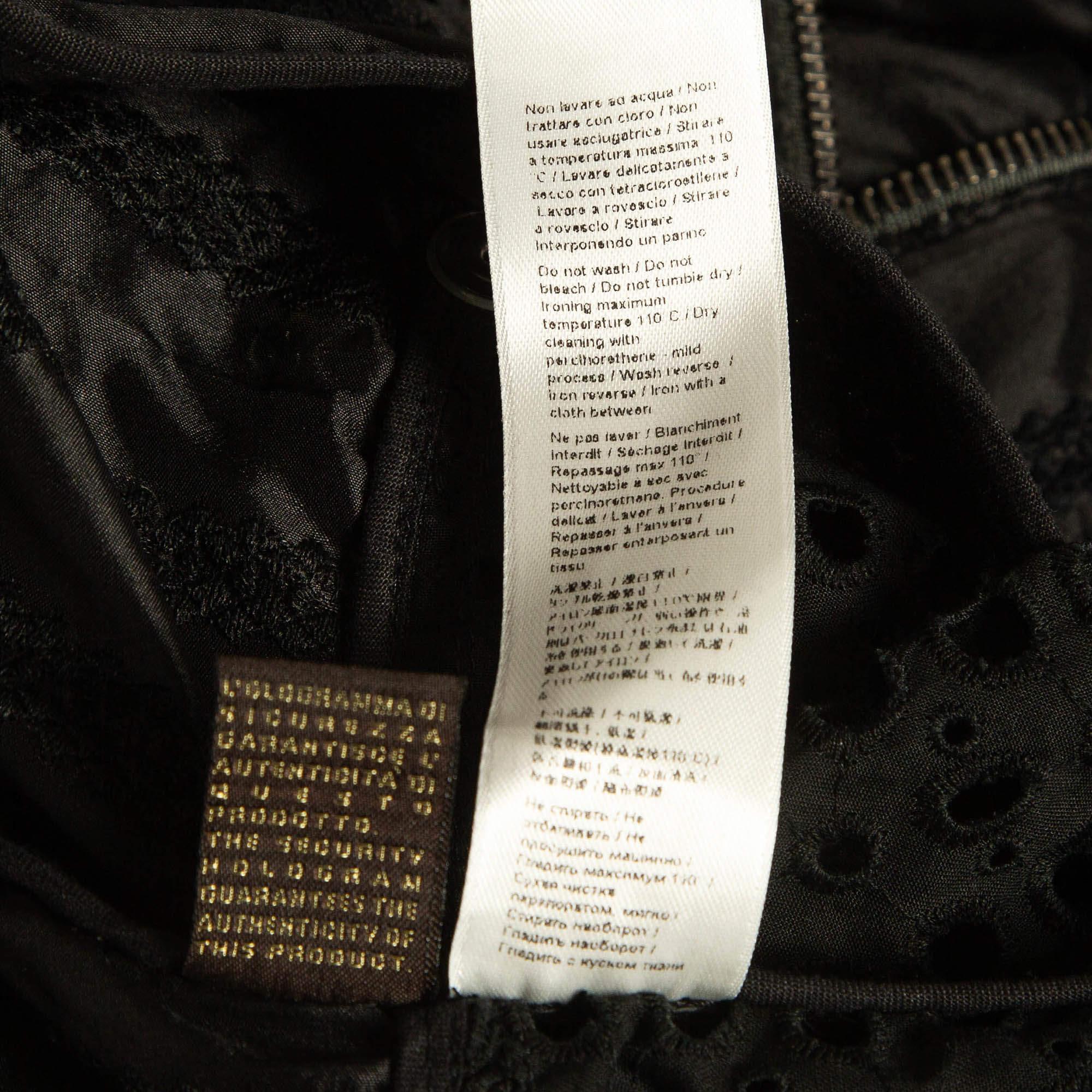 Roberto Cavalli Black Cotton Broderie Anglaise and Silk Jacket M For Sale 3