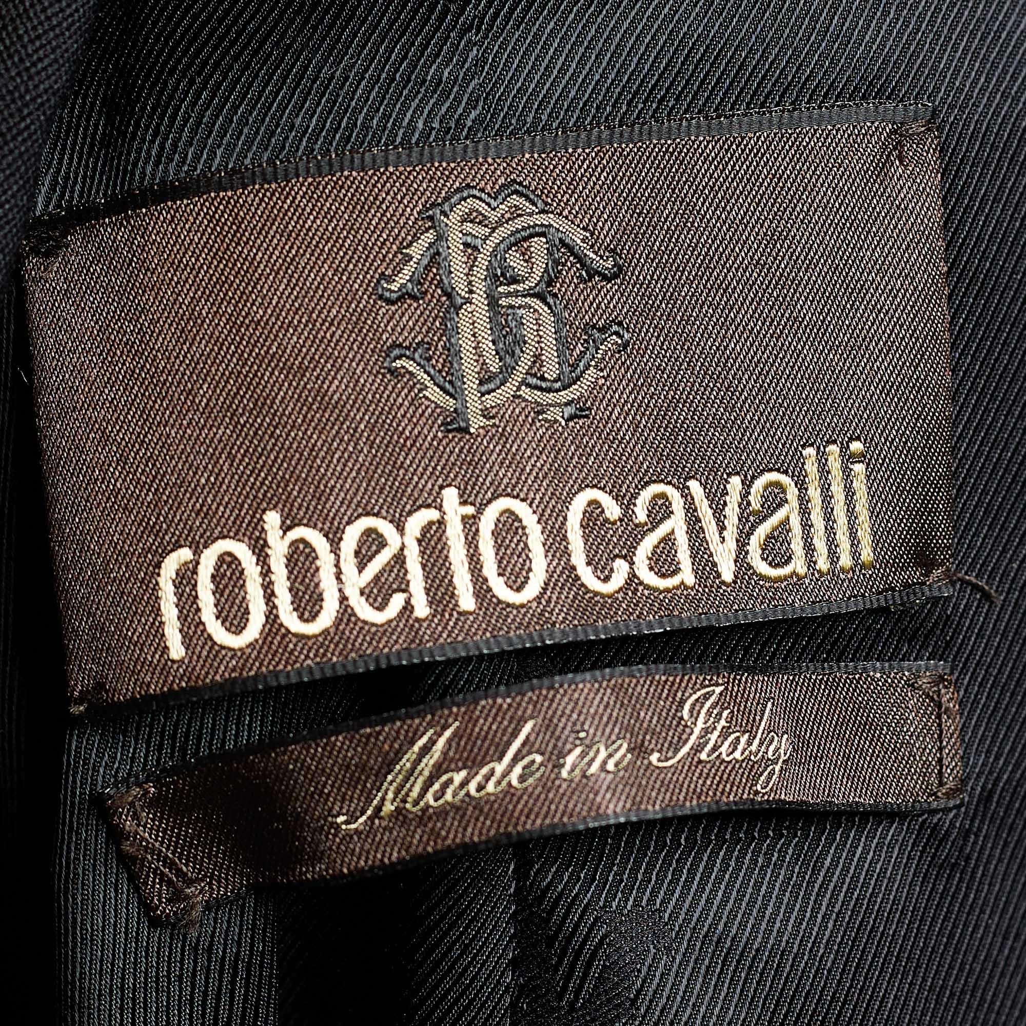 Women's Roberto Cavalli Black Cotton Button Front Blazer S For Sale