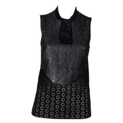 Roberto Cavalli Black Cotton Sequin Embellished Sleeveless Top M
