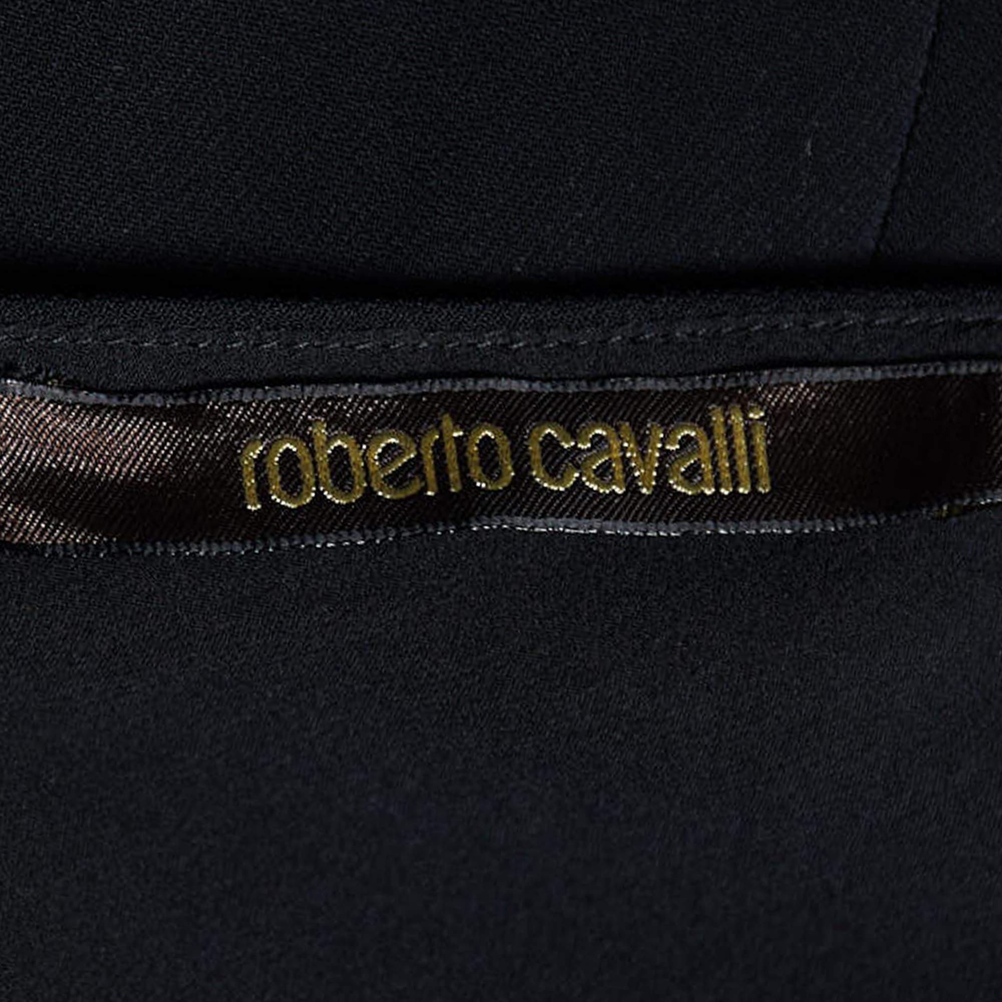 Roberto Cavalli Black Crepe & Embellished Lace Gown L In Good Condition For Sale In Dubai, Al Qouz 2