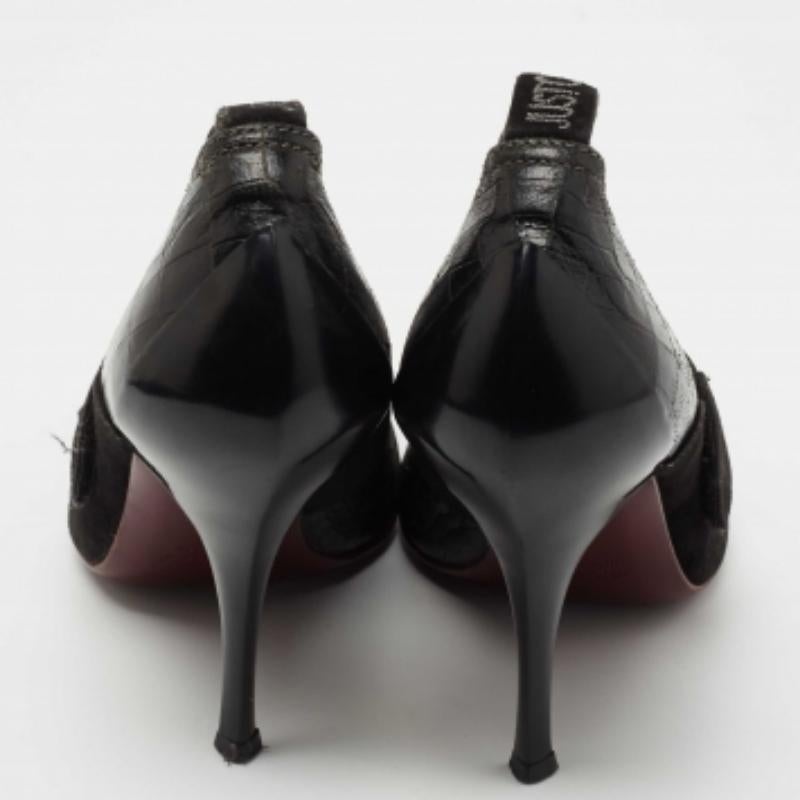 Bottines en cuir et daim gaufré noir Roberto Cavalli Taille 37 Pour femmes en vente