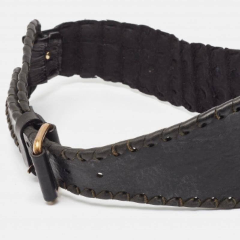 Nero Roberto Cavalli Cintura in coccodrillo nero con fibbia larga 80 cm in vendita