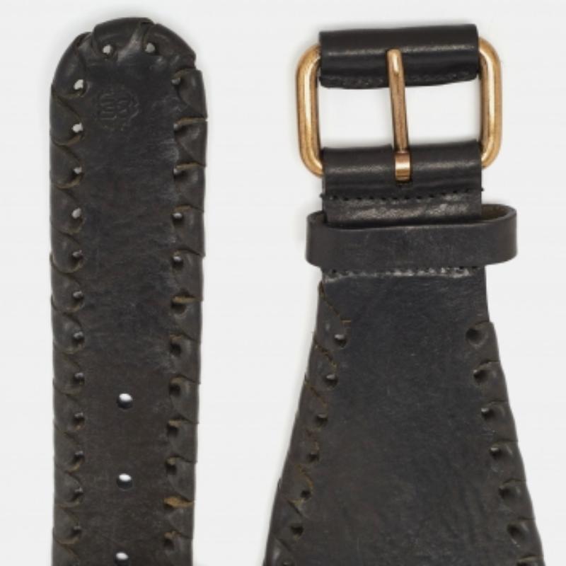 Donna Roberto Cavalli Cintura in coccodrillo nero con fibbia larga 80 cm in vendita