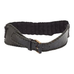 Roberto Cavalli Ceinture à boucle large en crocodile noir 80CM