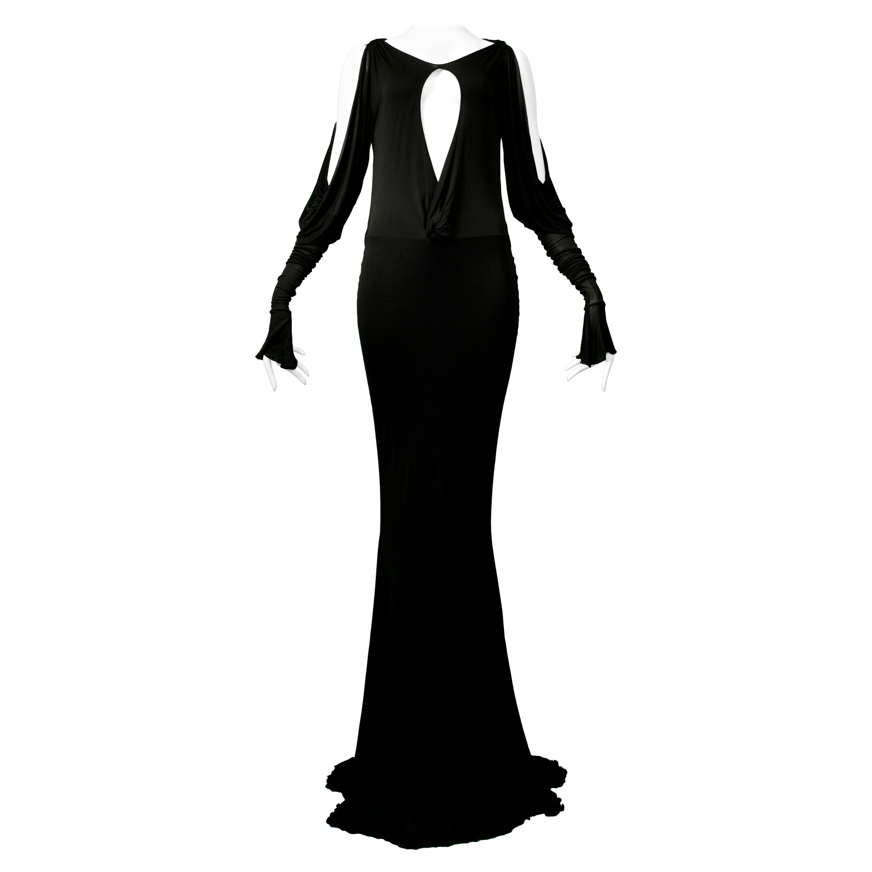 Roberto Cavalli Black Cutout Jersey Evening Gown 2006