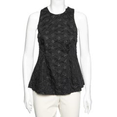 Roberto Cavalli Black Cutwork Cotton Sleeveless Top M
