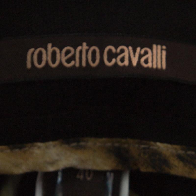 Women's Roberto Cavalli Black Denim Pleated Maxi Skirt S