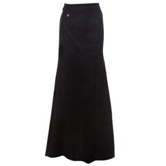 Roberto Cavalli Black Denim Pleated Maxi Skirt S