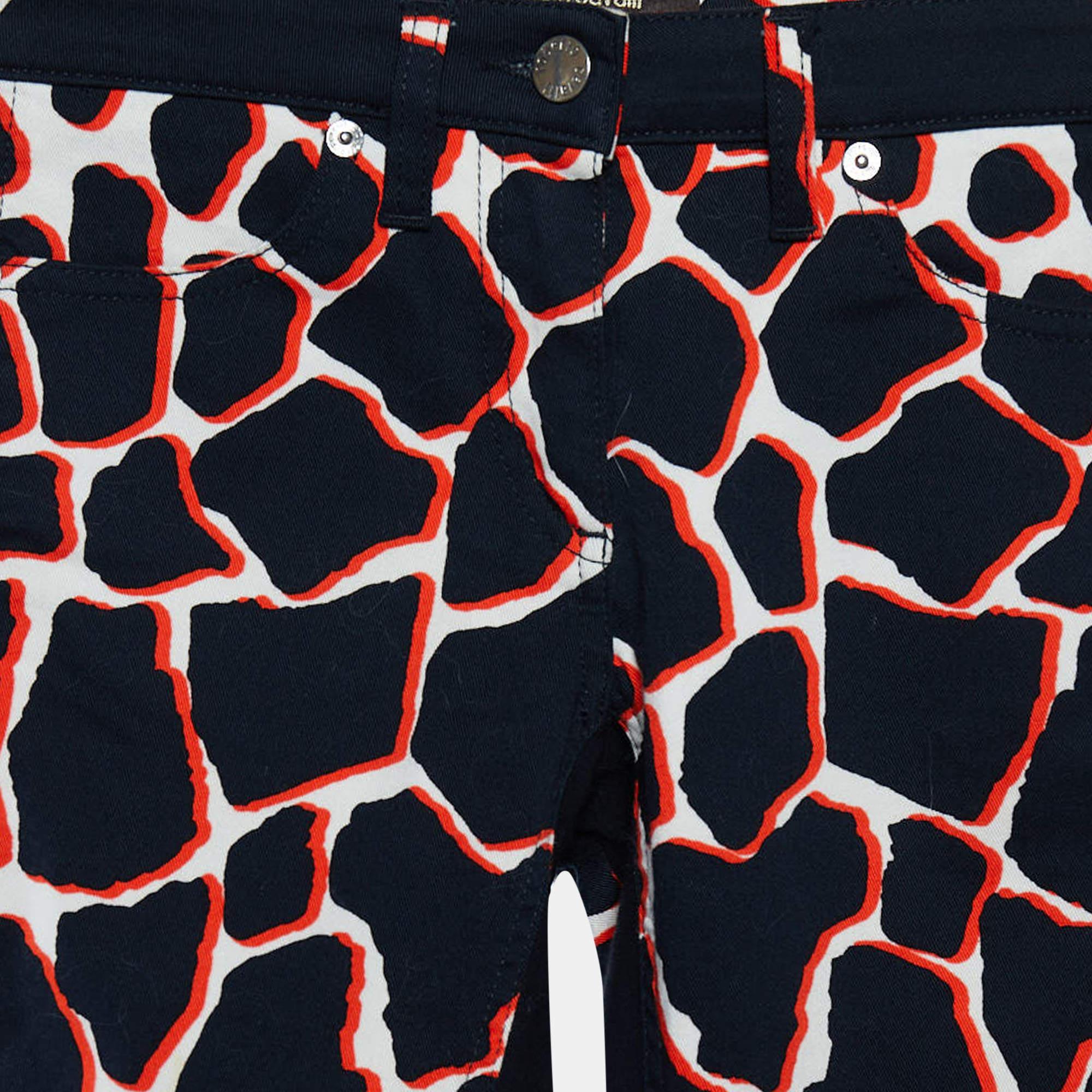 Roberto Cavalli Black Denim Printed Detail Skinny Jeans S In Good Condition In Dubai, Al Qouz 2