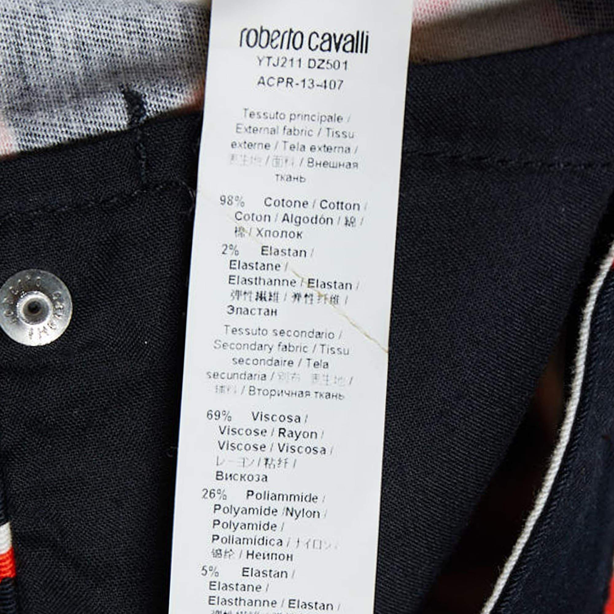 Roberto Cavalli Black Denim Printed Detail Skinny Jeans S 1