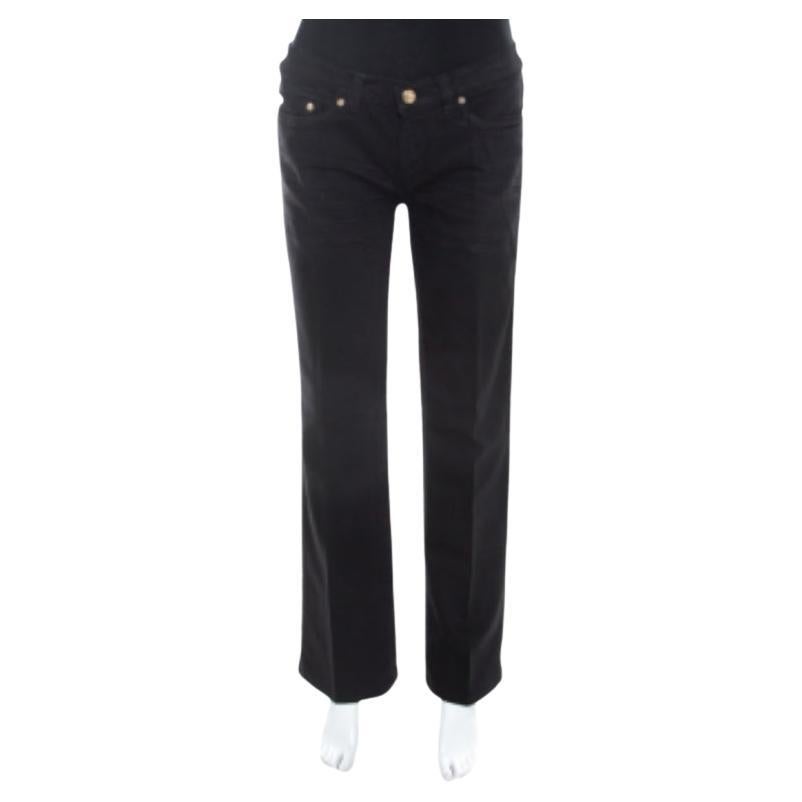 Roberto Cavalli Black Distressed Denim Low Rise Regular Fit Jeans M. en vente