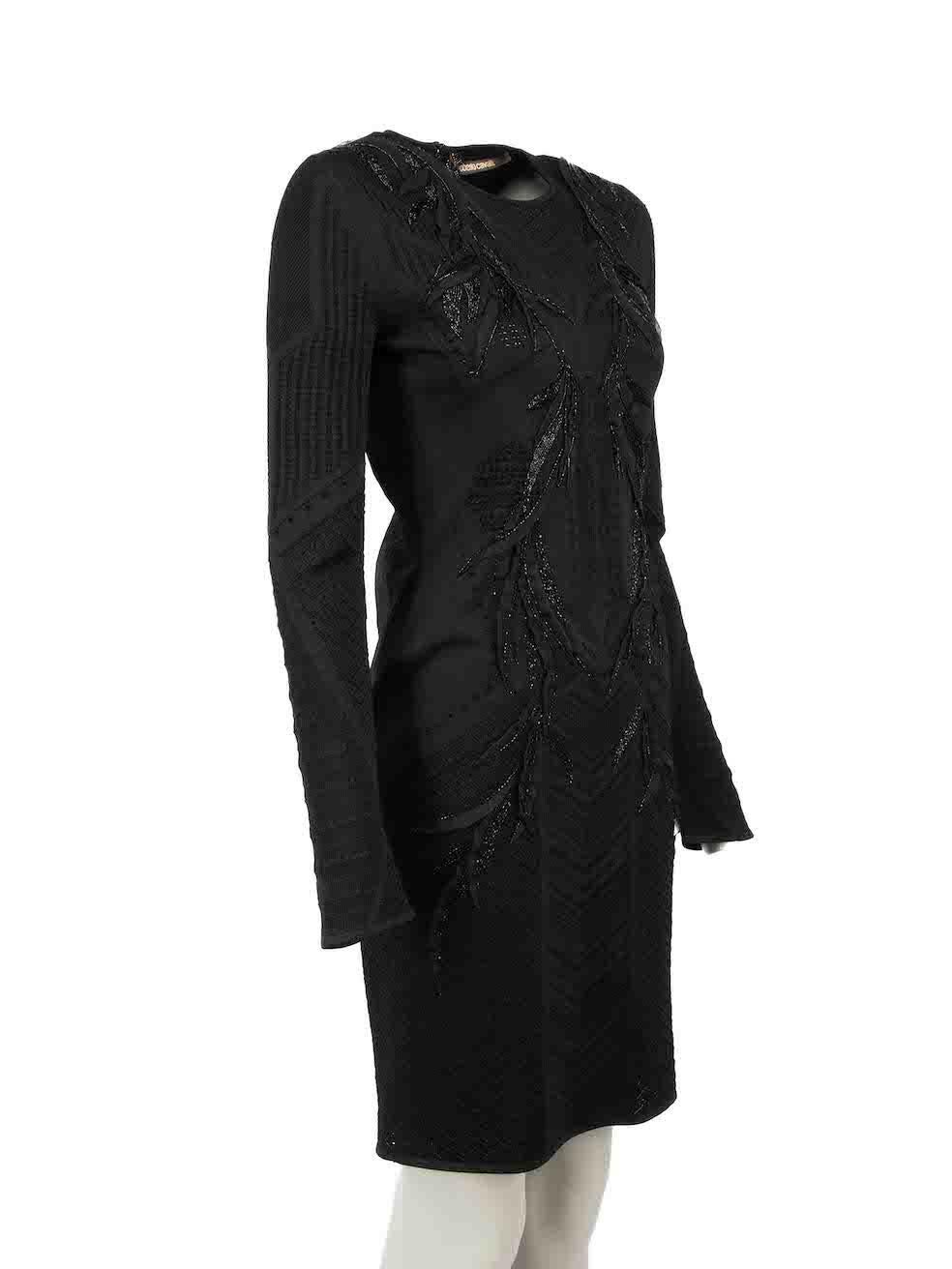 Noir Robe moulante noire ornée Roberto Cavalli, taille M en vente