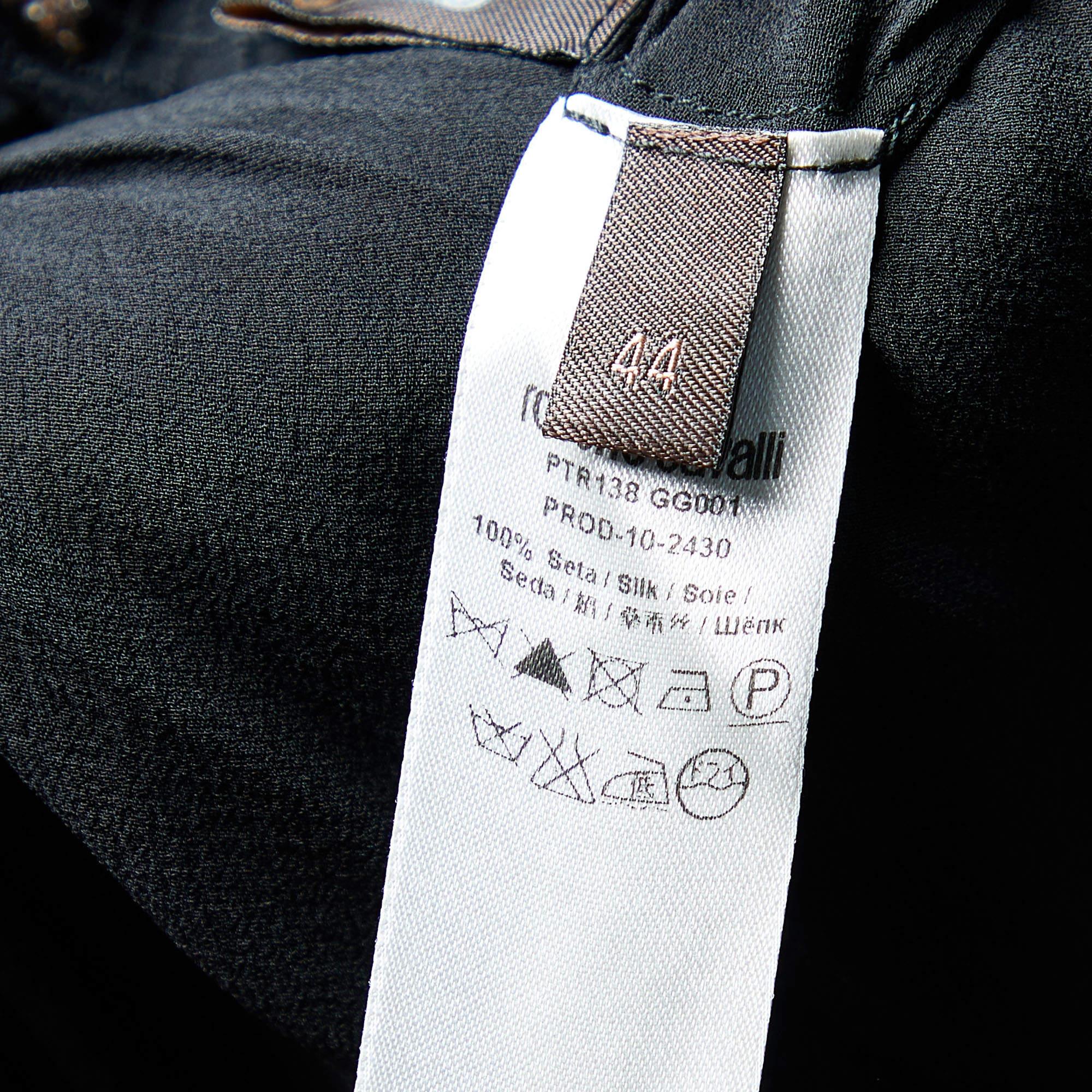 Roberto Cavalli Black Embellished Silk Crepe Corset Detail Strapless Gown M In Good Condition For Sale In Dubai, Al Qouz 2