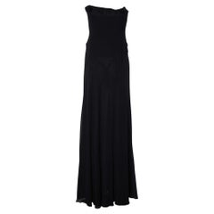 Roberto Cavalli Black Embellished Silk Crepe Corset Detail Strapless Gown M