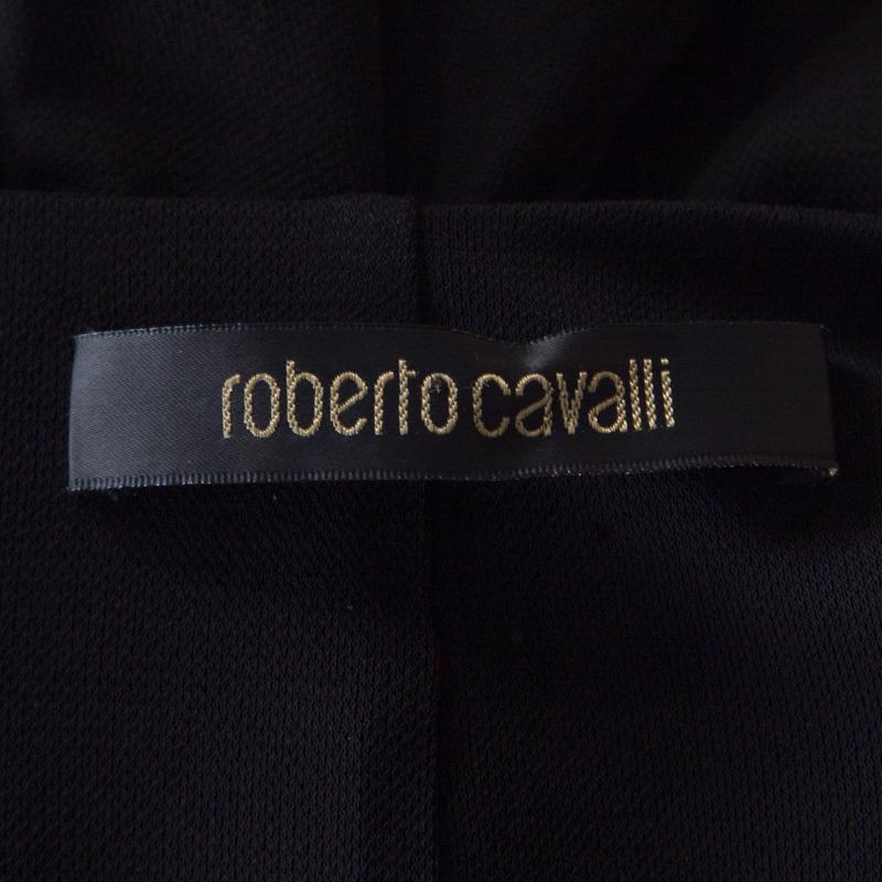 Roberto Cavalli Black Embellished Trim Long Sleeve Plunge Neck Dress M 3
