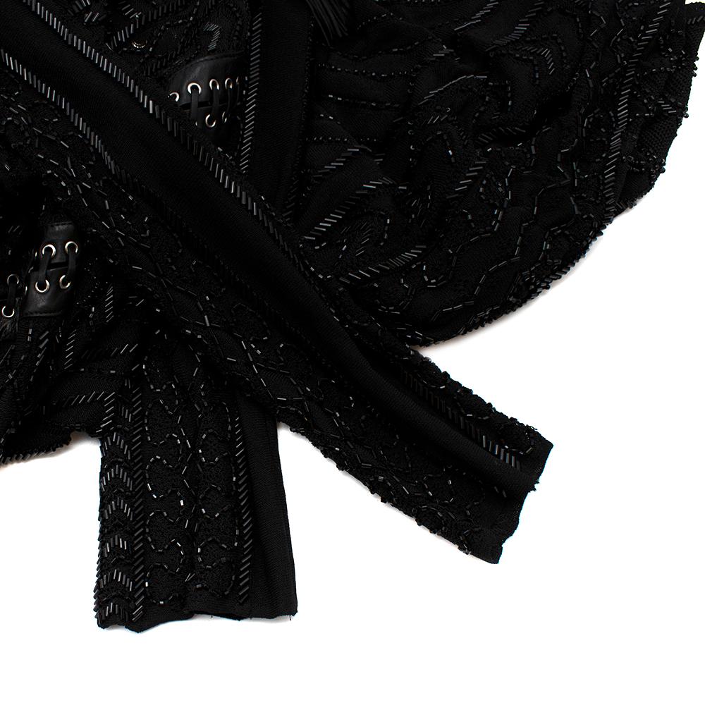 Roberto Cavalli Black Embroidered & Embellished Leather Detailed Gown - US 2 In Excellent Condition In London, GB