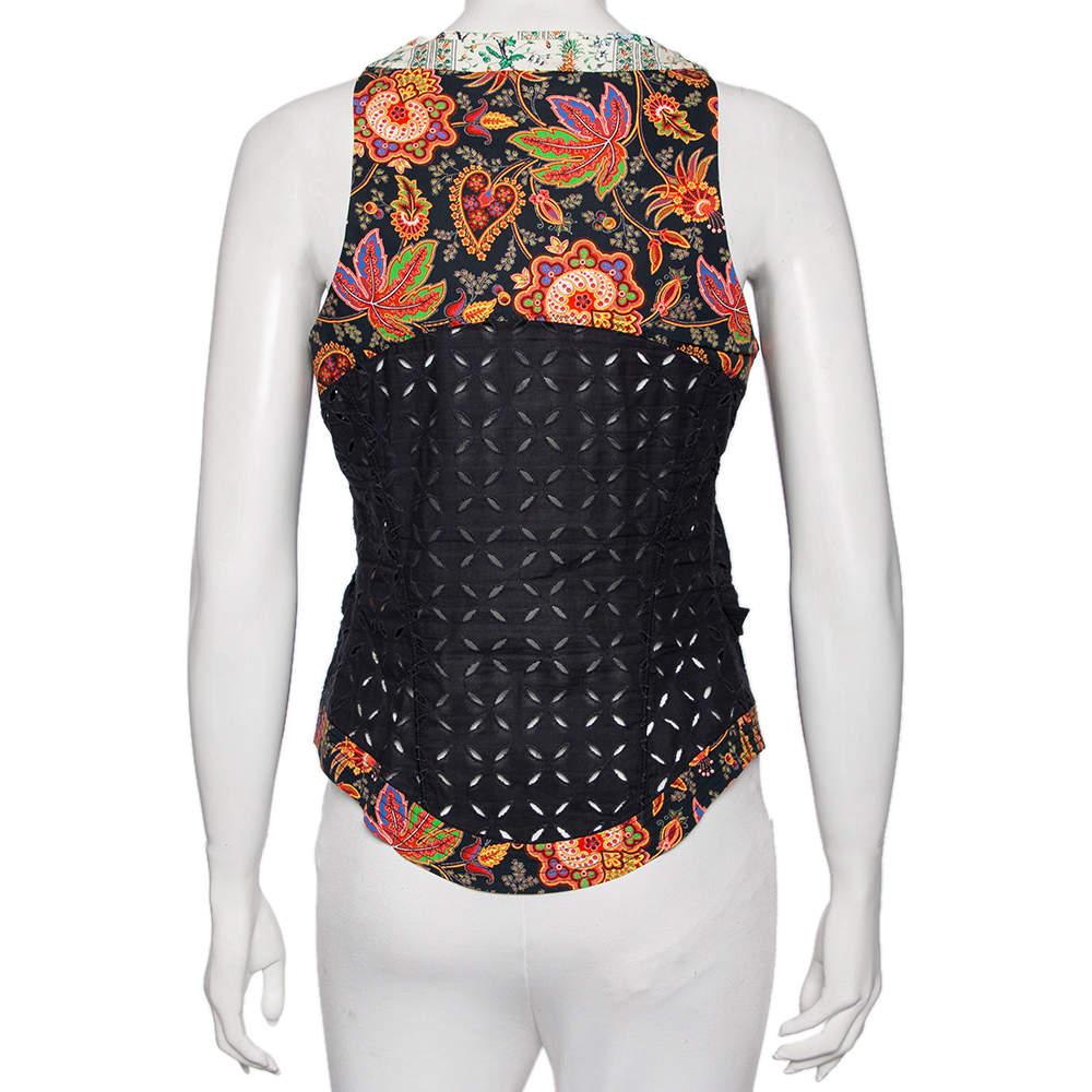 Roberto Cavalli Black Eyelet Cotton & Sequin Embellished Detailed Vest M In Fair Condition In Dubai, Al Qouz 2