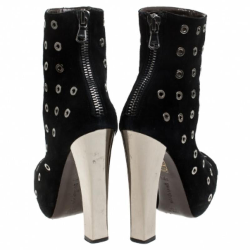 Donna Roberto Cavalli - Stivaletti con plateau in pelle scamosciata con occhielli neri - misura 36,5 in vendita