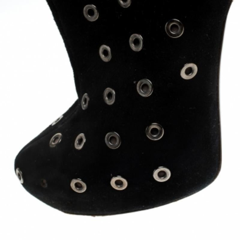 Roberto Cavalli - Stivaletti con plateau in pelle scamosciata con occhielli neri - misura 36,5 in vendita 1