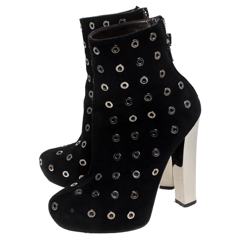 Roberto Cavalli Botines con plataforma de ante ojal negro Talla 36.5 1