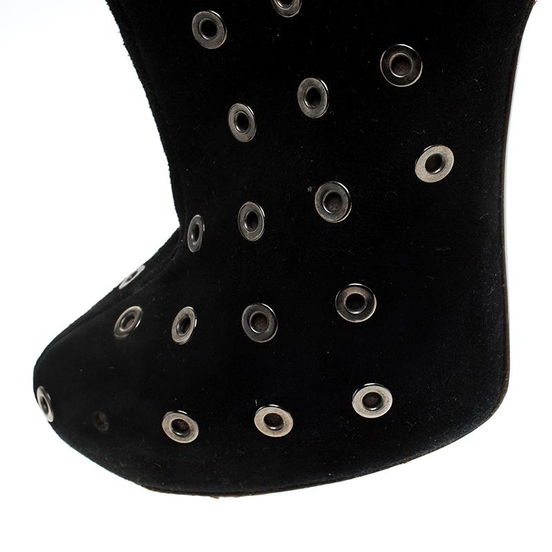 Roberto Cavalli Botines con plataforma de ante ojal negro Talla 36.5 3