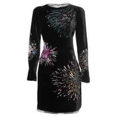 Roberto Cavalli Black Firework Embellished Velvet Mini Dress
