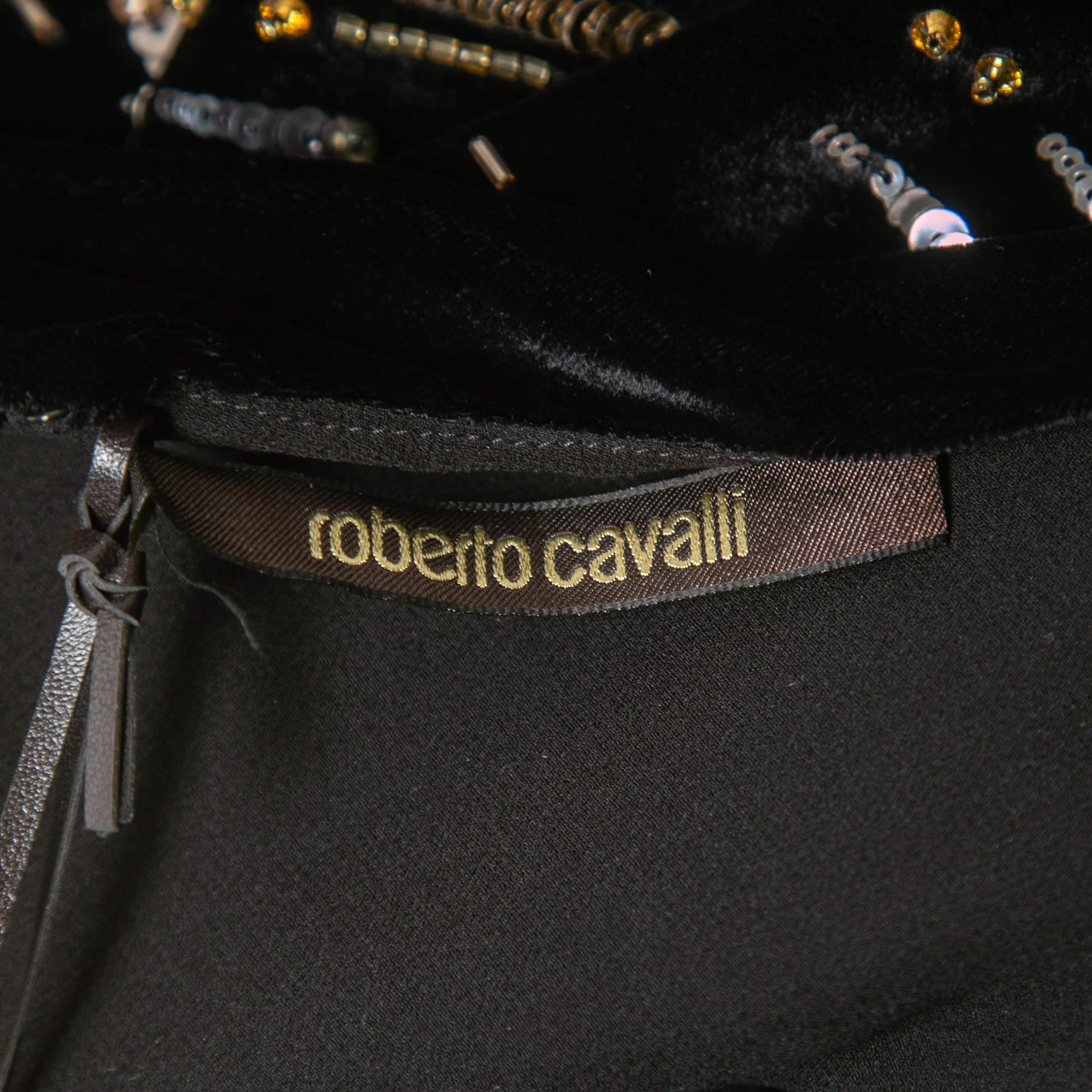 Women's Roberto Cavalli Black Firework Embellished Velvet Mini Dress MLook nothing but l