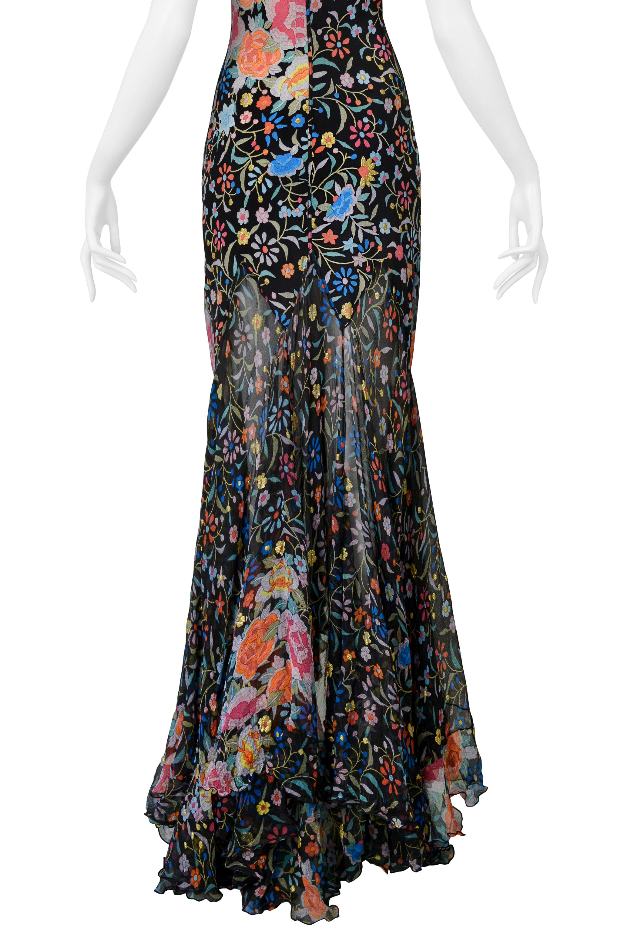 Roberto Cavalli - Vestito in seta con stampa floreale nera ricamata - Aw 2004 2