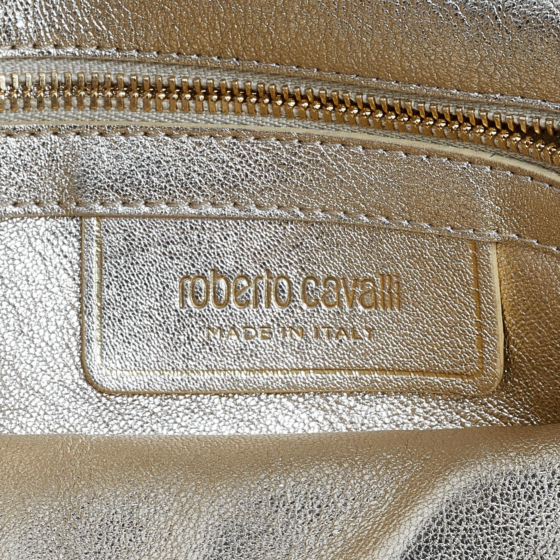 Roberto Cavalli Black Floral Print Satin Shoulder Bag 5