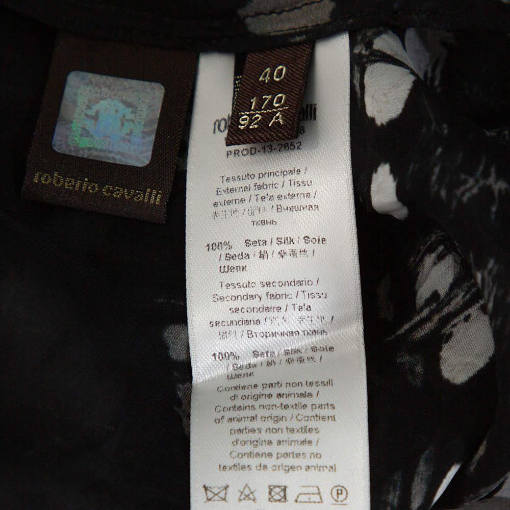 Roberto Cavalli Black Floral Print Silk Sheer Kaftan Blouse S 1