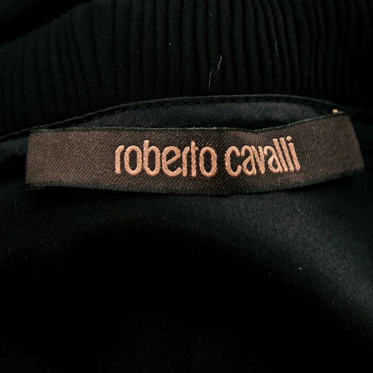 Roberto Cavalli Black Floral Printed Crepe Plunging Neck Sleeveless ...