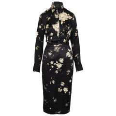 Roberto Cavalli Black Flower Printed Skirt and Top Suit - '00s