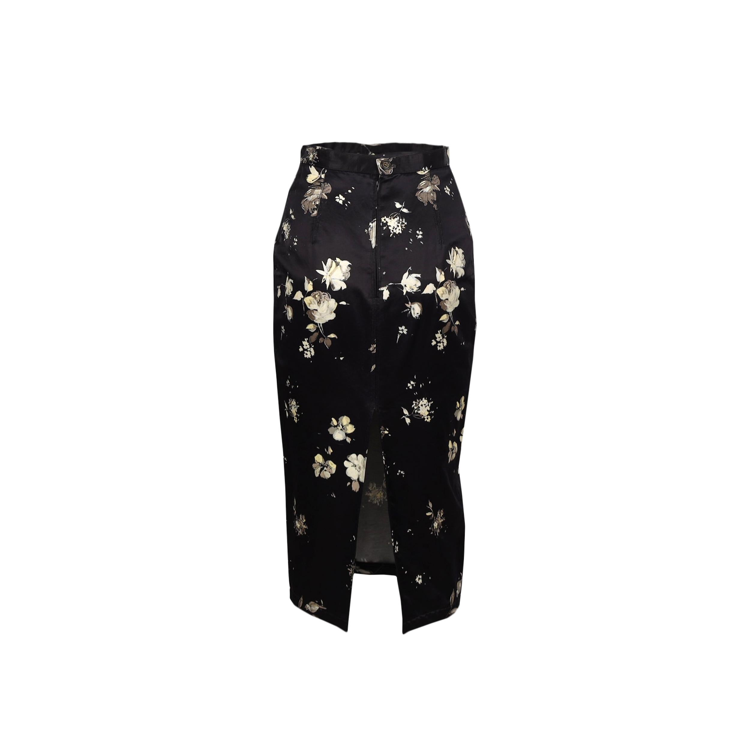 Women's Roberto Cavalli Black Flower Printed Skirt and Top Suit  For Sale