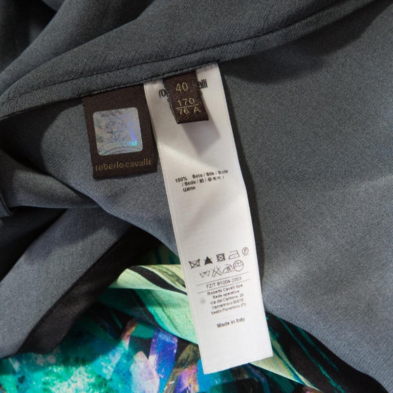 Roberto Cavalli Black Fluorite Crystal Printed Silk Maxi Skirt S For ...