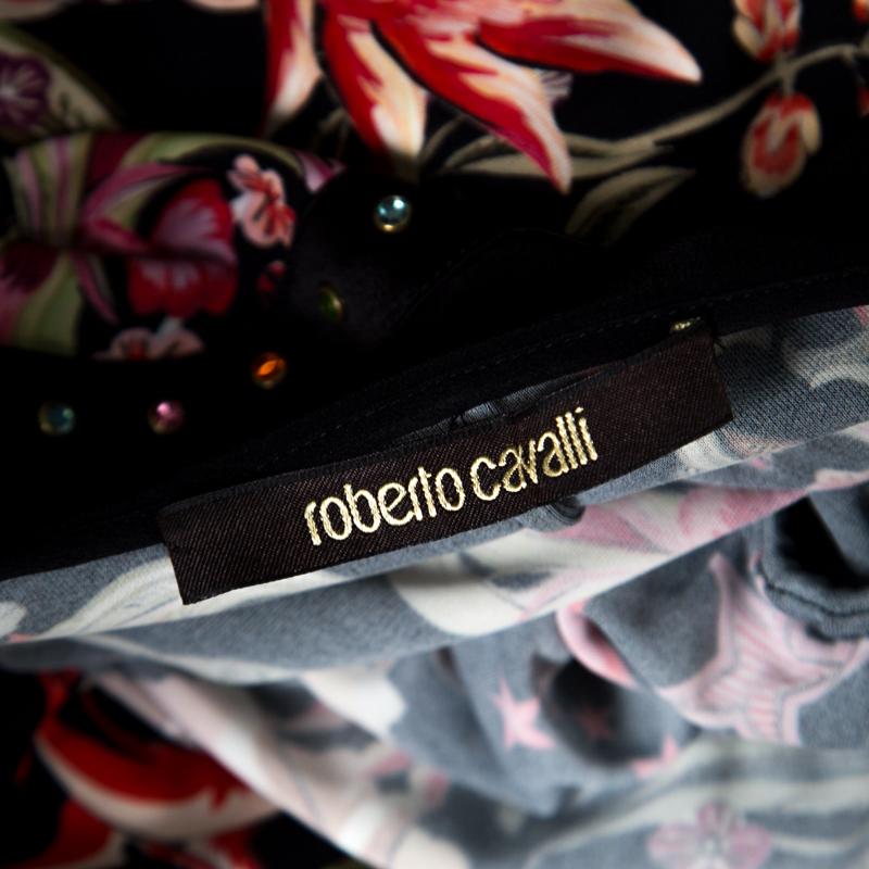 Women's Roberto Cavalli Black Galaxy Garden Printed Long Sleeve Jumpsuit S