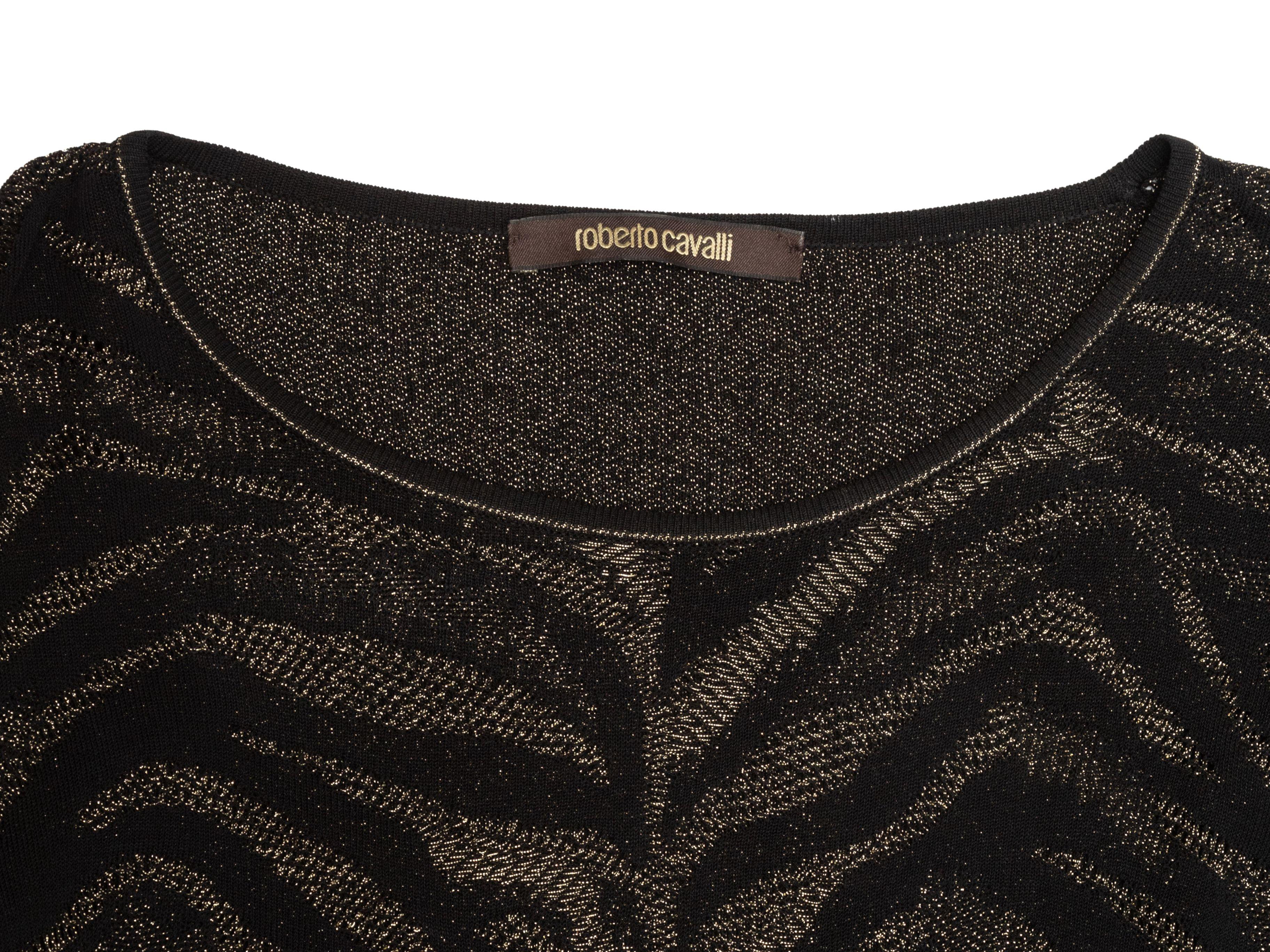Roberto Cavalli Black & Gold Metallic Knit Tiger Patterned Dress For Sale 3