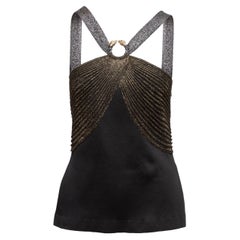 Roberto Cavalli Black & Gold Metallic Sleeveless Top