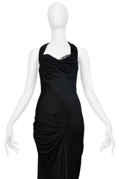 Roberto Cavalli Black Halter Gown With Crystal Neckline And High Slit 2008