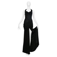 Roberto Cavalli Black Halter Gown With Crystal Neckline And High Slit 2008