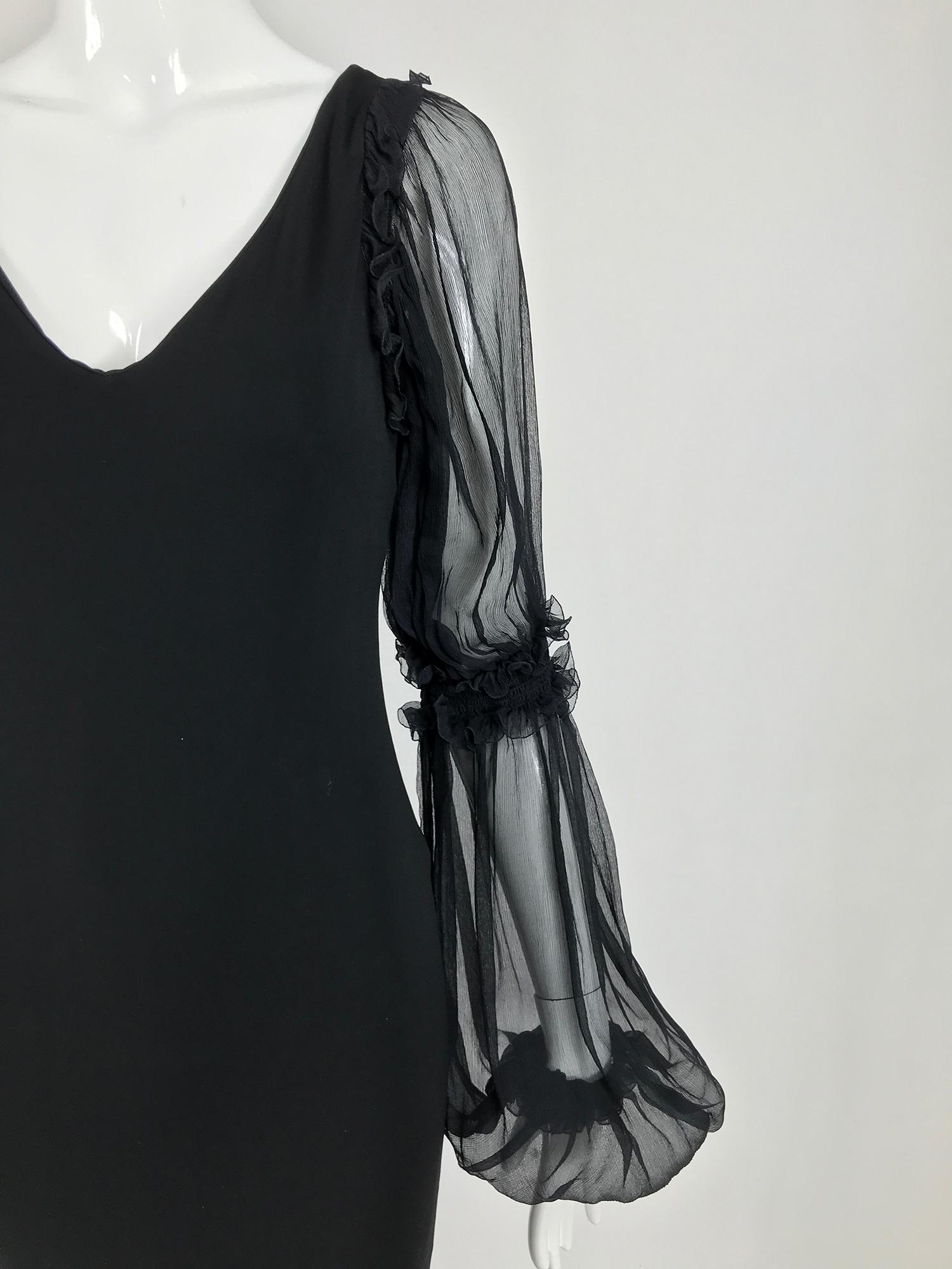 Roberto Cavalli Black Jersey Dress with Black Chiffon Sleeves 5