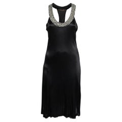 Roberto Cavalli Black Jersey Embellished Neck Racerback Short Dress M