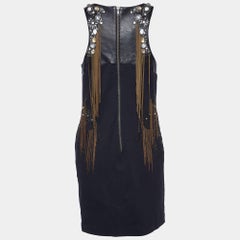Roberto Cavalli Black Jersey Embellished Sleeveless Dress M