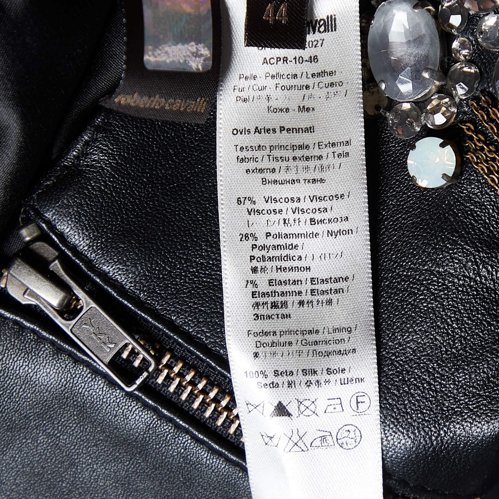 Roberto Cavalli Black Jersey Embellished Sleeveless Dress M For Sale 1