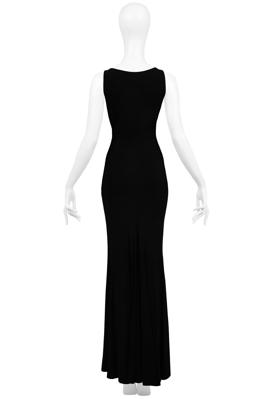 Women's Roberto Cavalli Black Jersey Evening Gown With Gold Snake Hardware For Sale