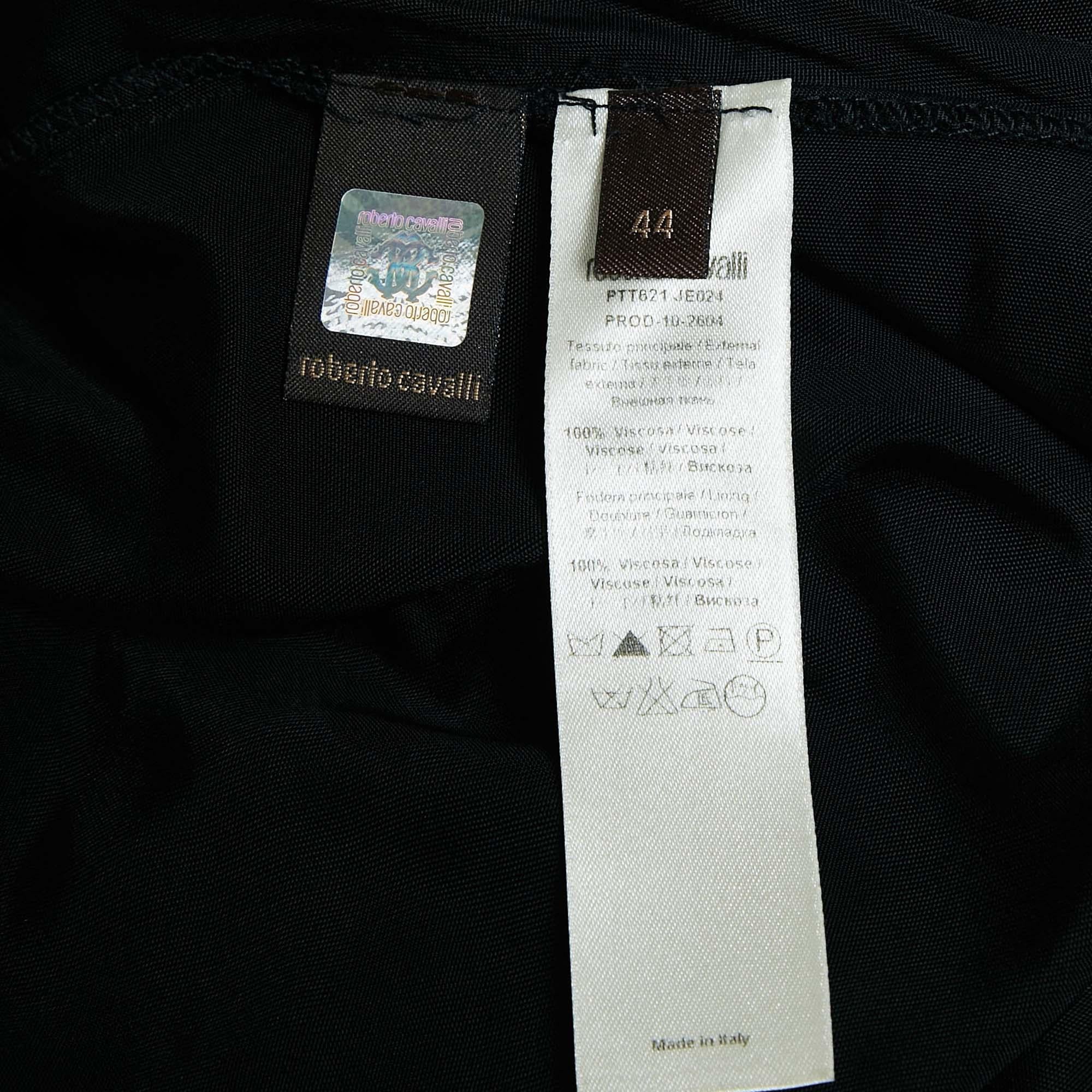 Donna Roberto Cavalli - Top con dettaglio volant in jersey nero M. I. in vendita