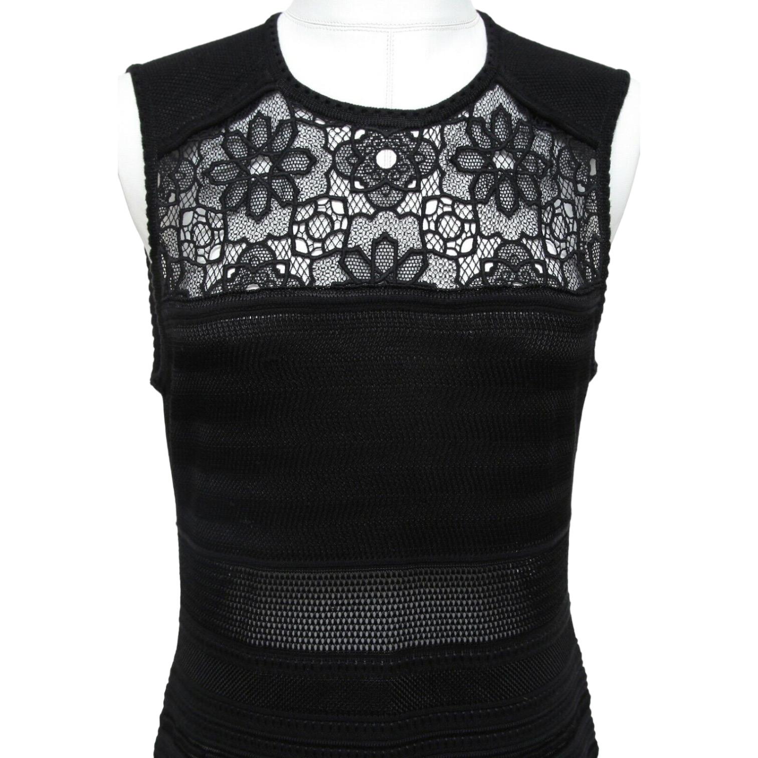 ROBERTO CAVALLI Black Knit Dress Sleeveless Viscose Elastane Slip-On Sz 44 In Good Condition For Sale In Hollywood, FL