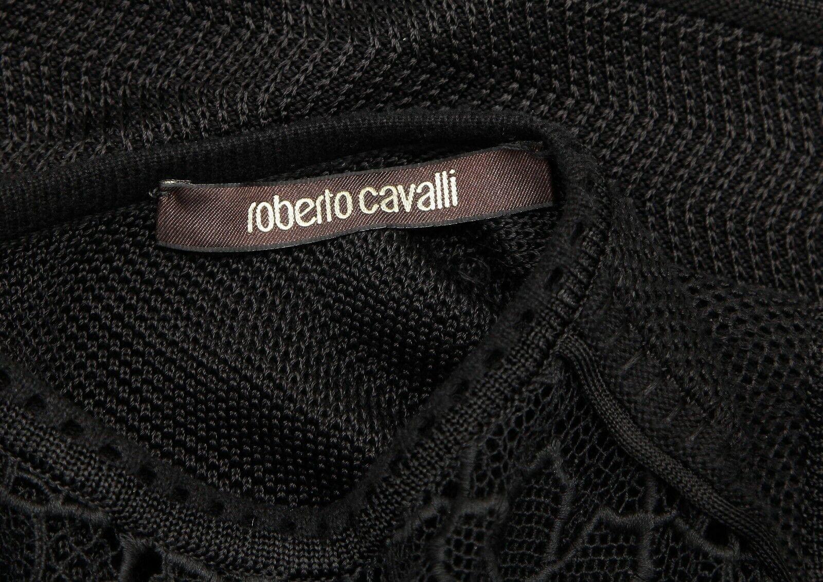 ROBERTO CAVALLI - Robe en maille noire sans manches avec jupon en viscose élastique, taille 44 en vente 3